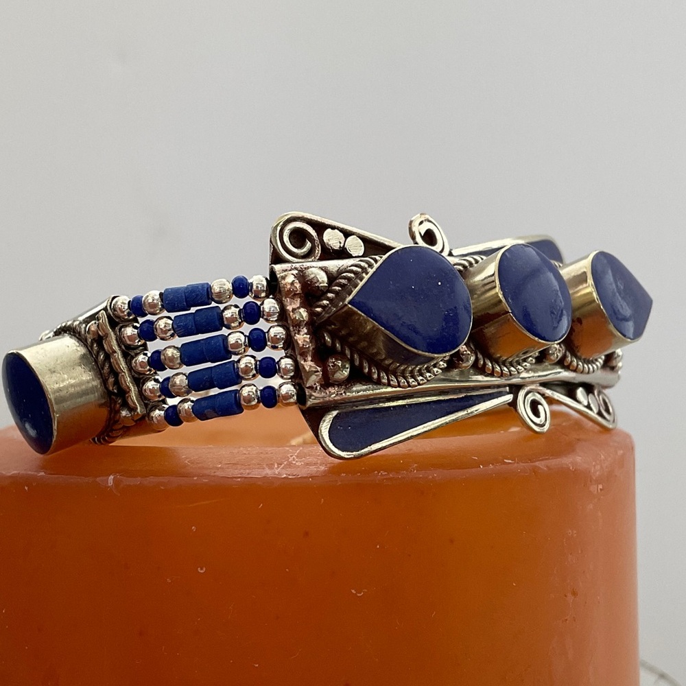 NWOT TIBETAN SILVER LAPIS Blue HAND CRAFTED Women's Bracelet - Picture 3 of 7
